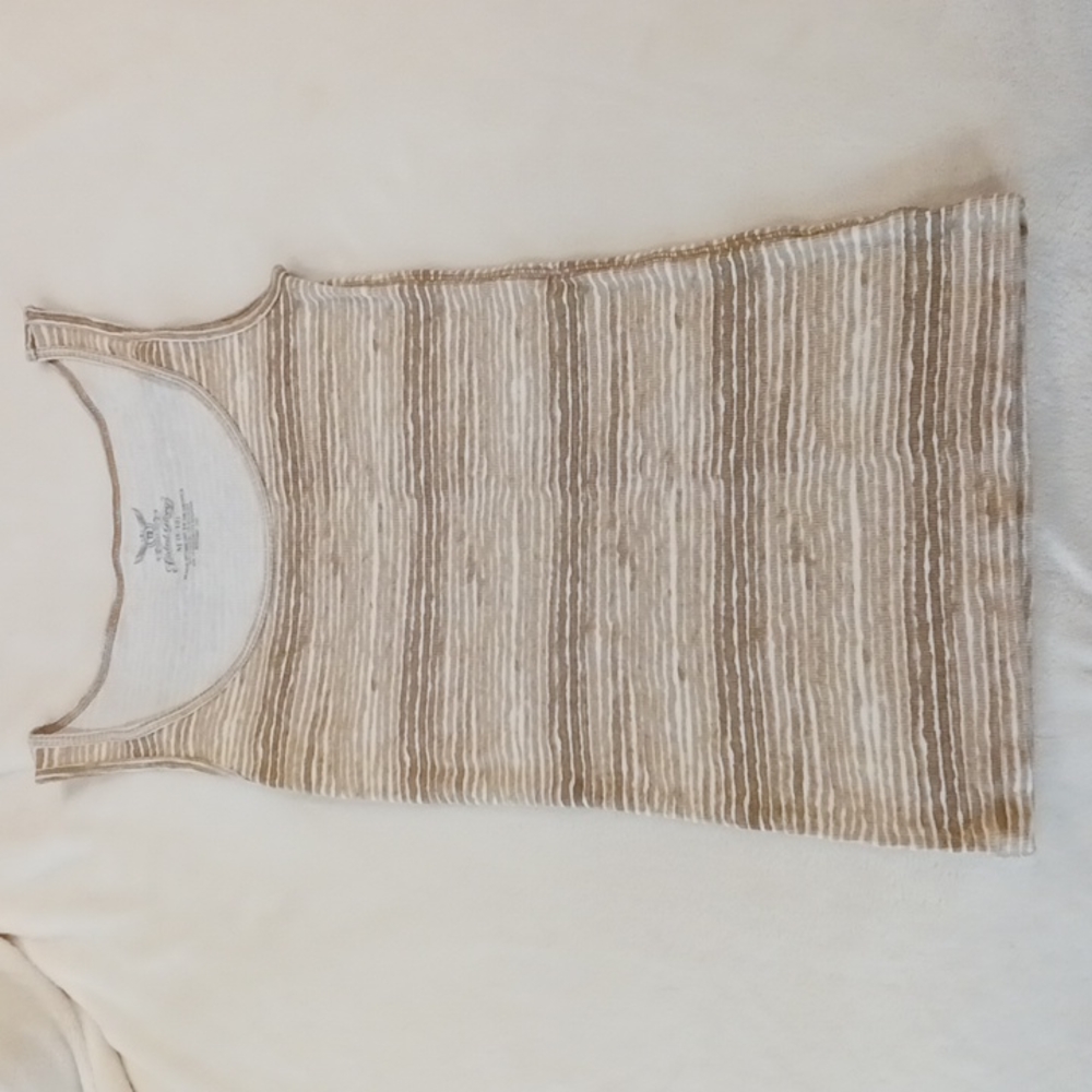 Women's Cream and White tank top Medium